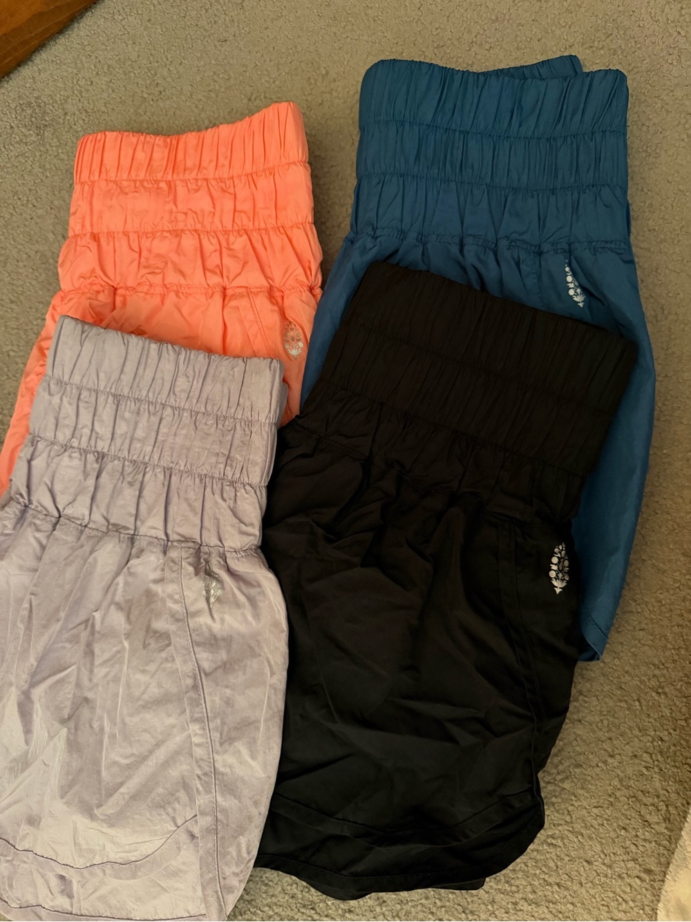 free people shorts — Coral, Teal, Black & Light Lavender